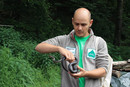 Sebastian Zoder with aesculapian snake (Zamenis longissimus) Jochen. Photo by Martin Meiske